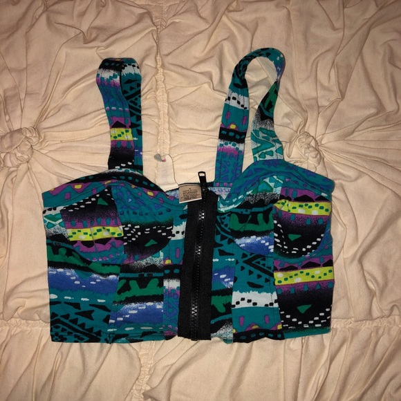 Nordstrom Tops - Aztec bustier zip up crop top